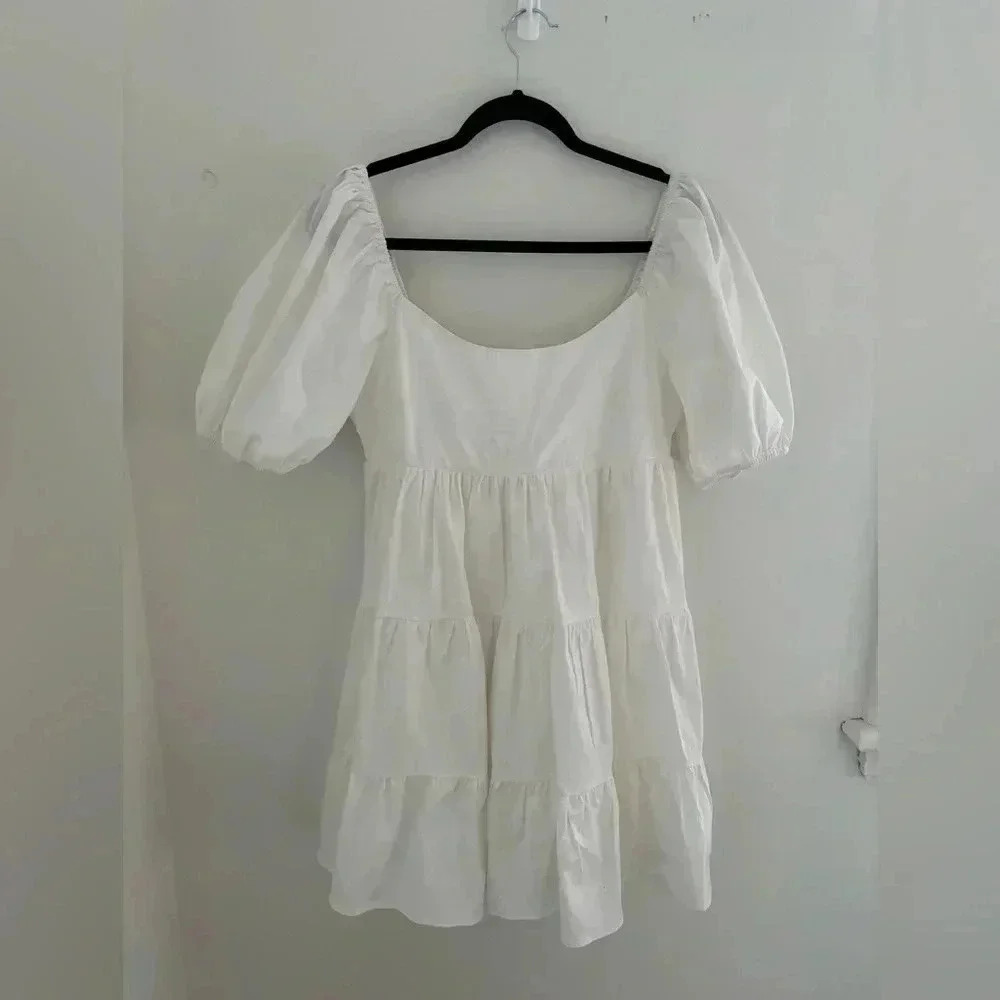 Revolve NIA Silvana Babydoll Dress  in White - Picture 6 of 9
